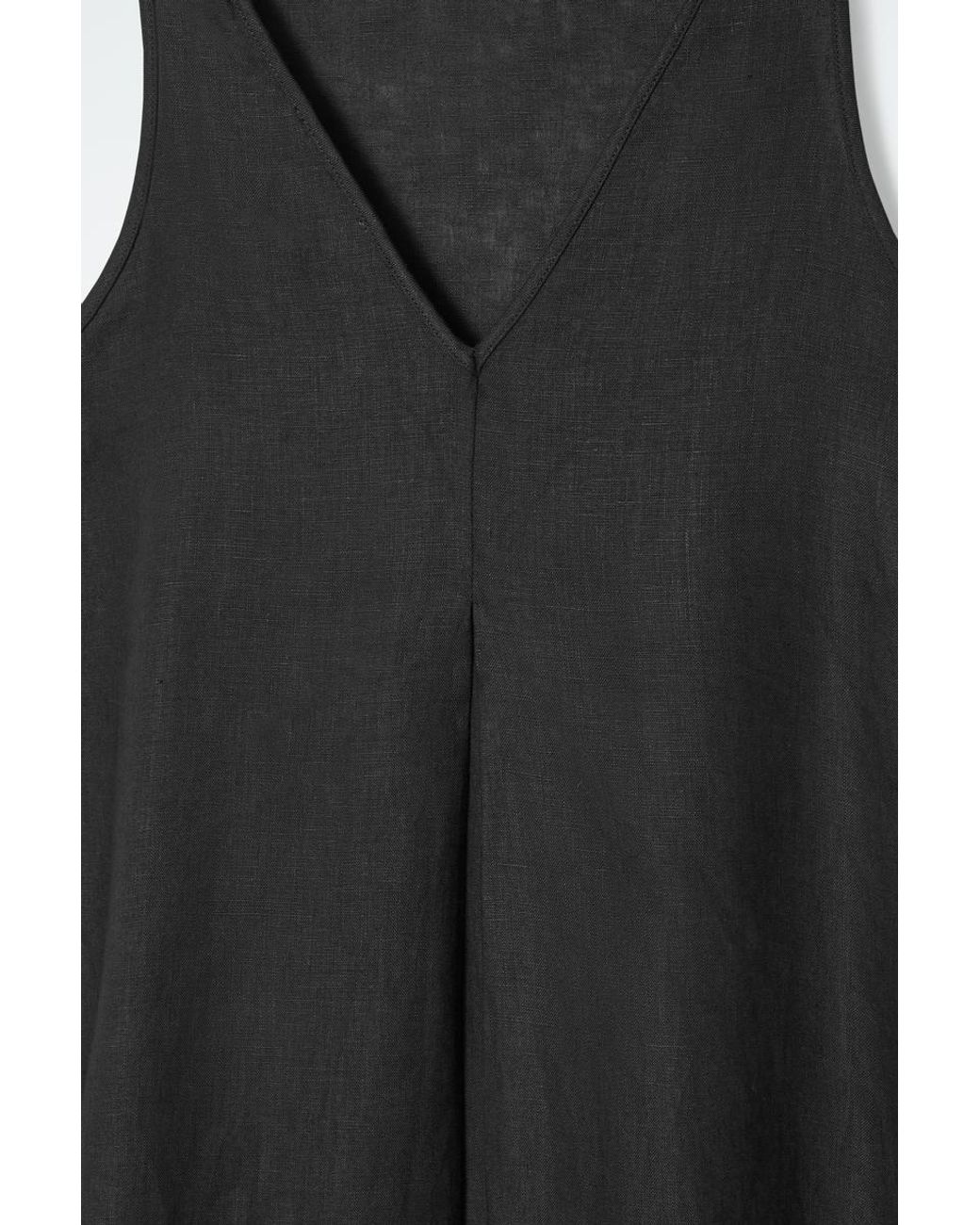 COS A-line Linen Maxi Dress in Black | Lyst