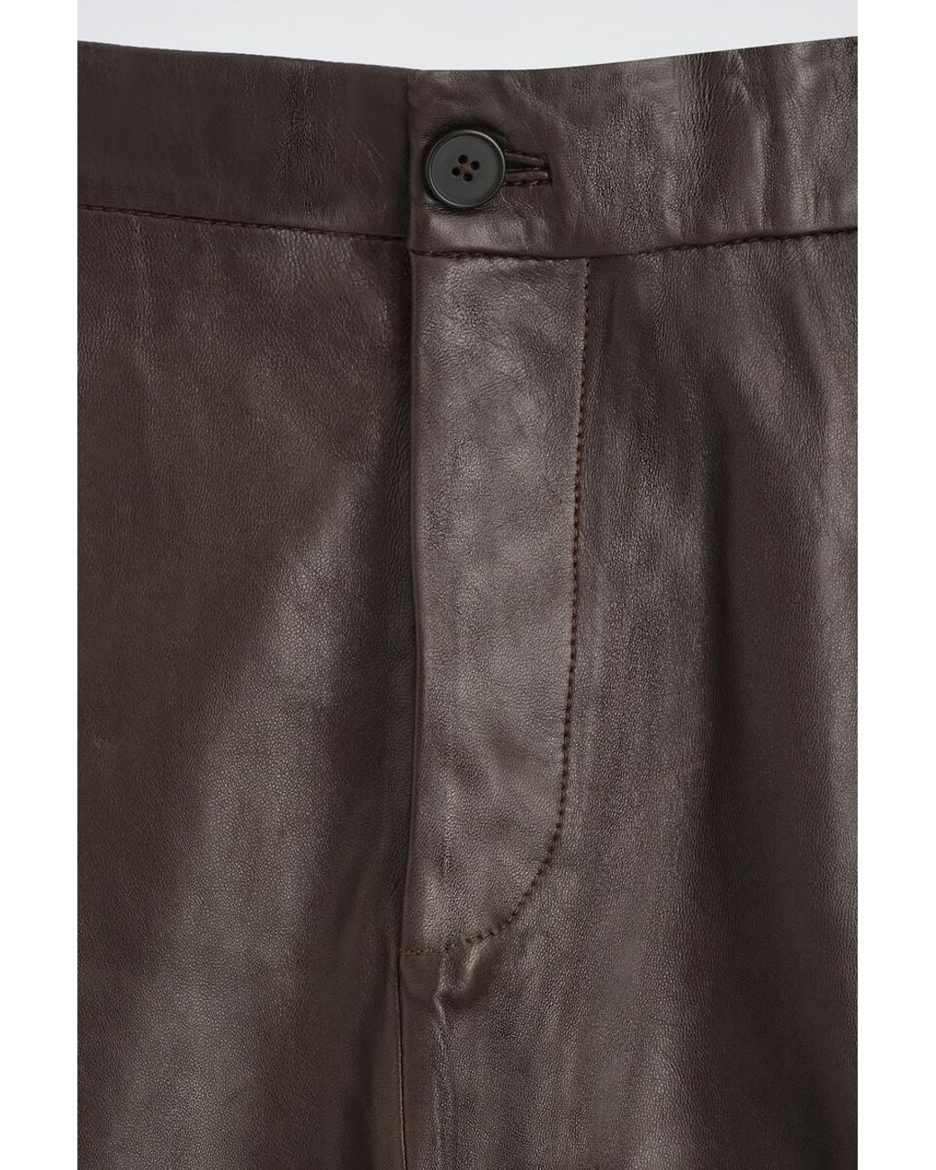 COS Gray Leather Relaxed-Fit Straight-Leg Pants for men