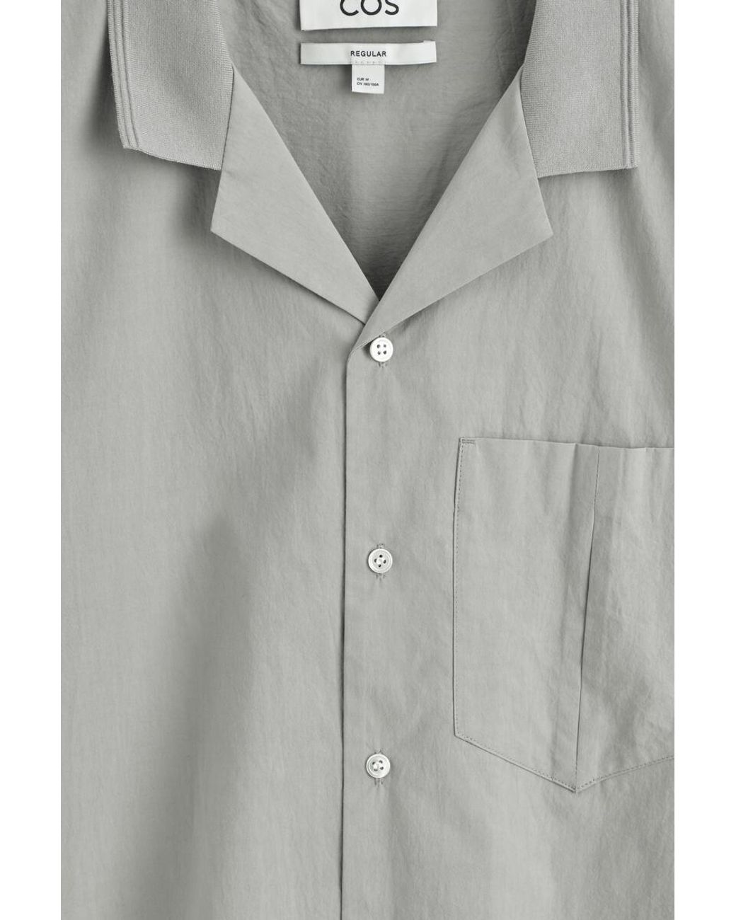 COS Gray Camp-Collar Cotton Shirt for men