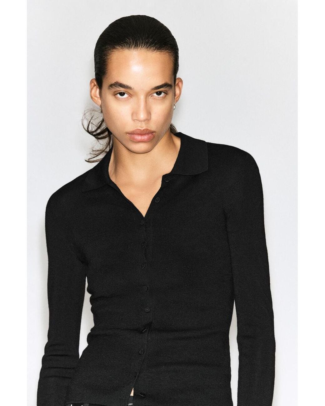 COS Black Seamless Merino Wool Shirt