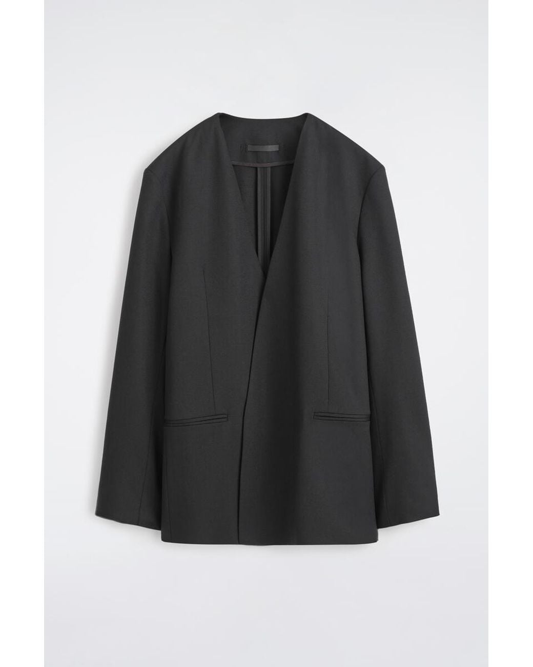 COS Black Collarless Wool Blazer for men