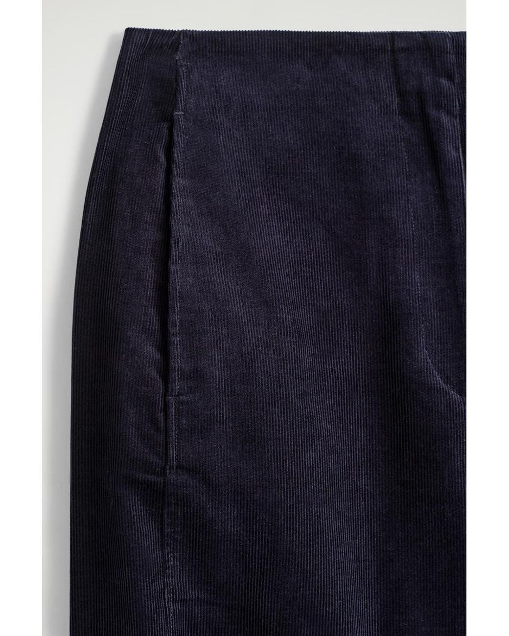 COS Blue Corduroy Barrel-Leg Trousers