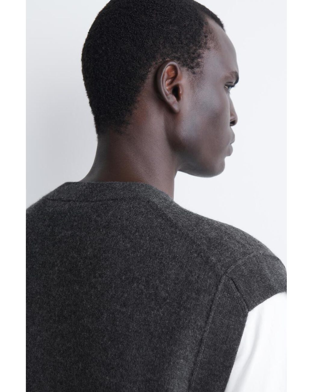 COS Black Buttoned Boiled-Wool Vest for men