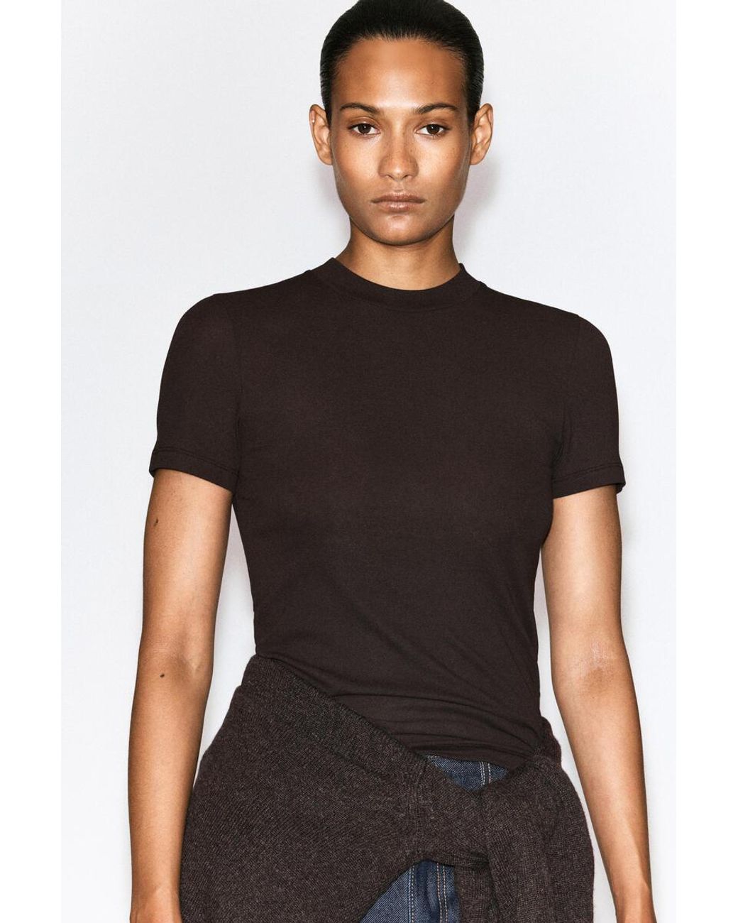 COS Black Crepe-Jersey T-Shirt