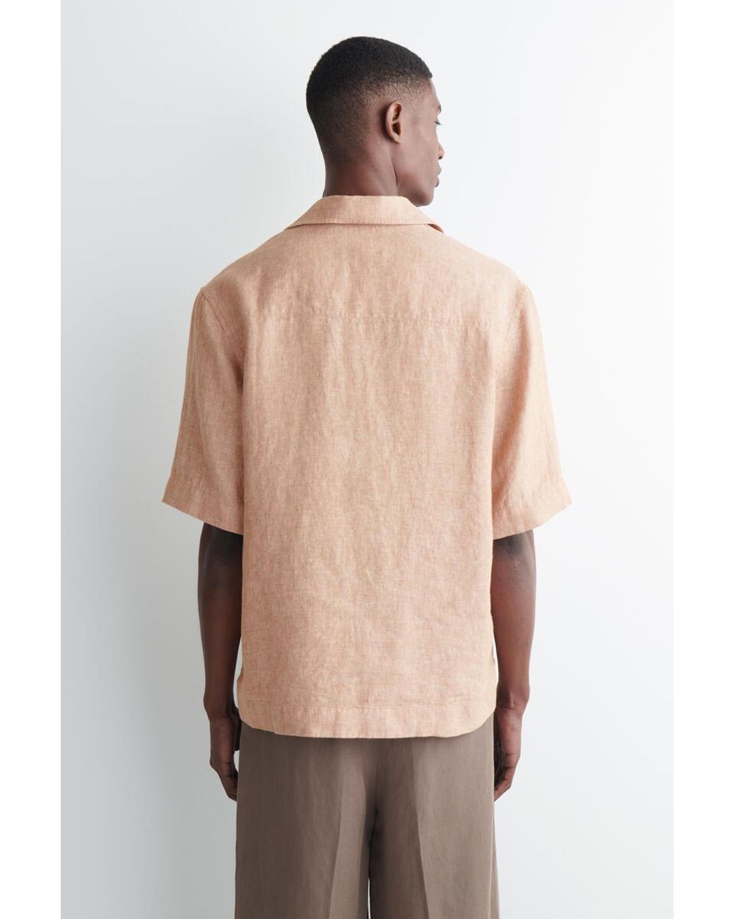 COS Orange Linen Popover Shirt for men