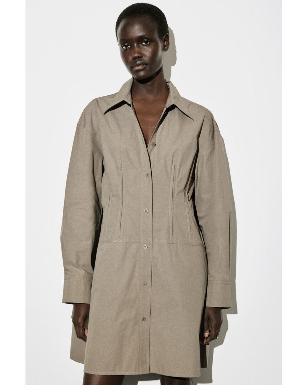 COS Natural Waisted Cotton Shirt Dress
