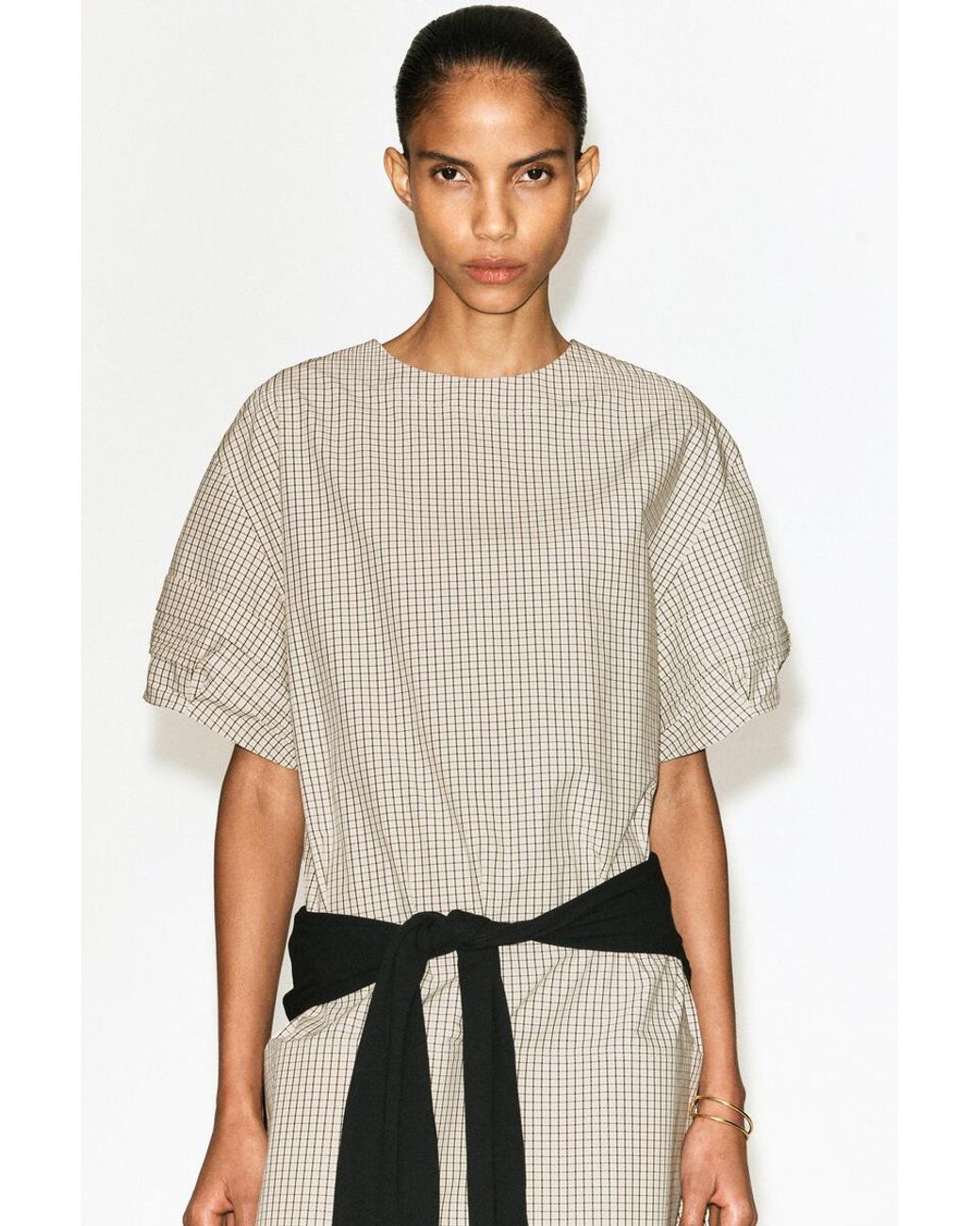 COS Natural Pintucked Cotton Mini Dress