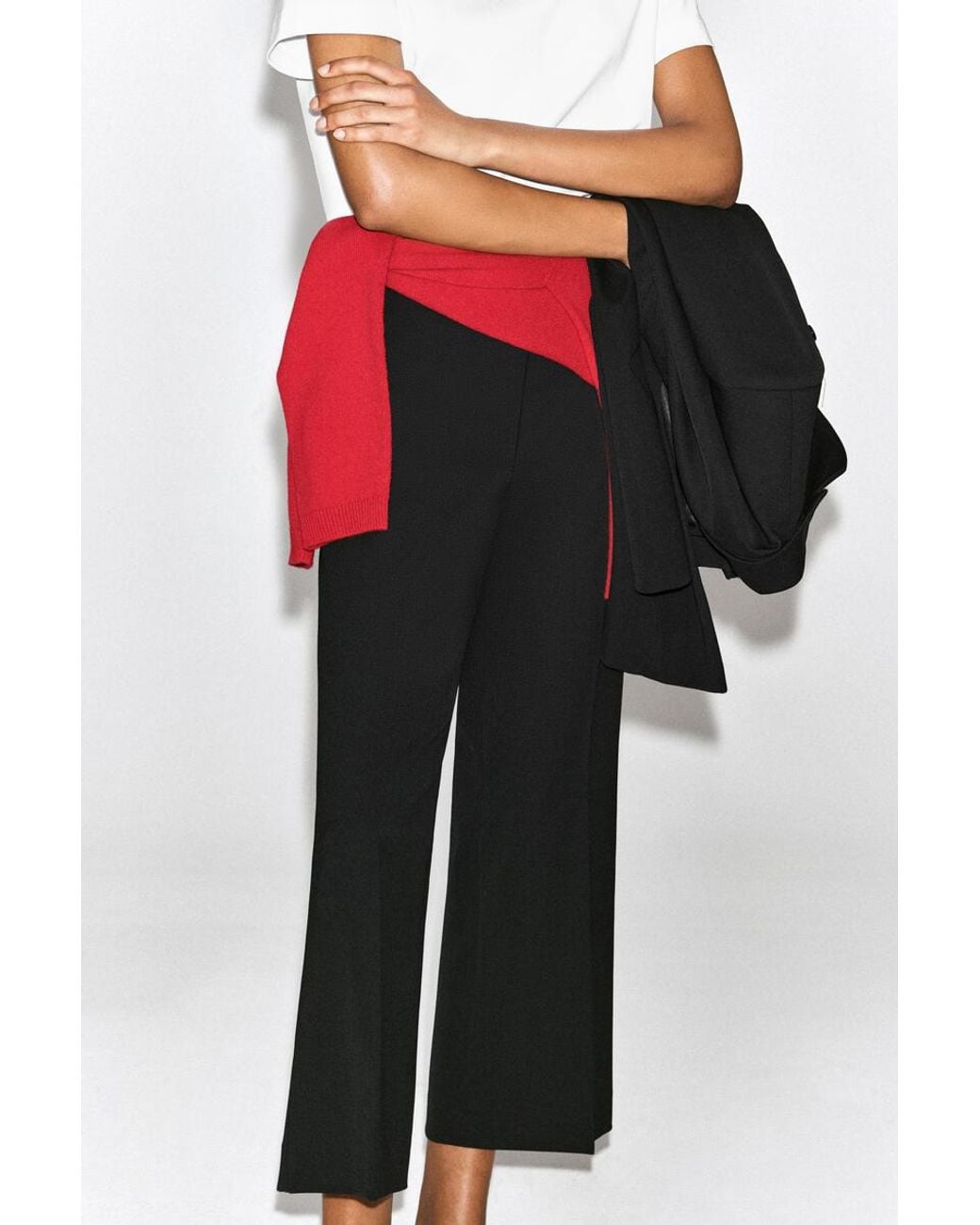 COS Black Cropped Flared Trousers