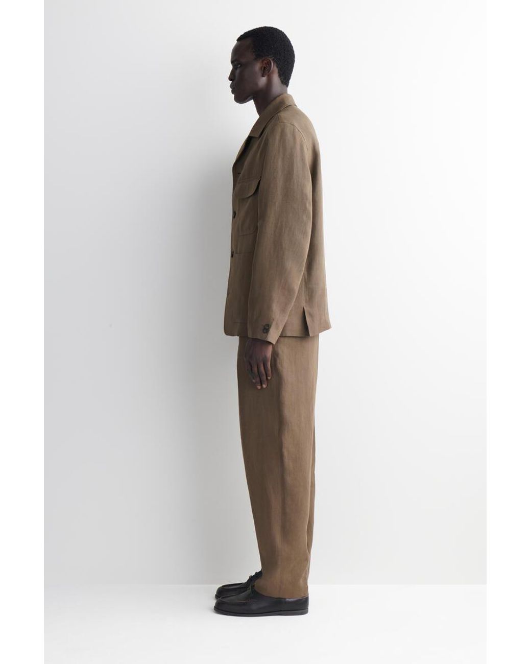 COS Brown Unstructured Linen Blazer for men