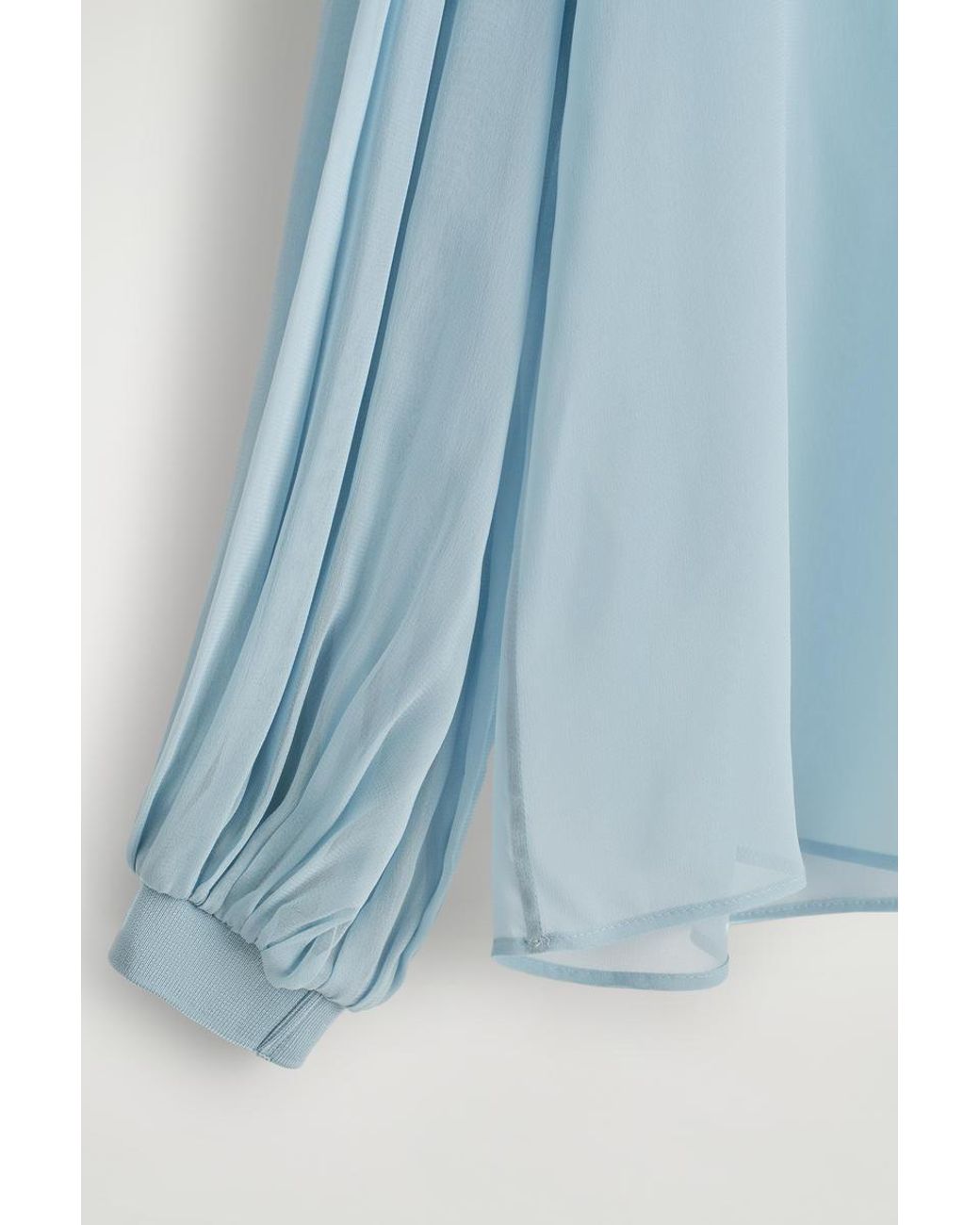 COS Blue Sheer Balloon-Sleeve Blouse