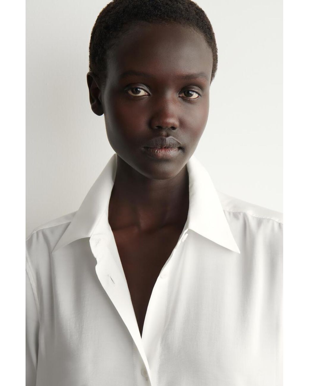 COS White Fluid Midi Shirt Dress