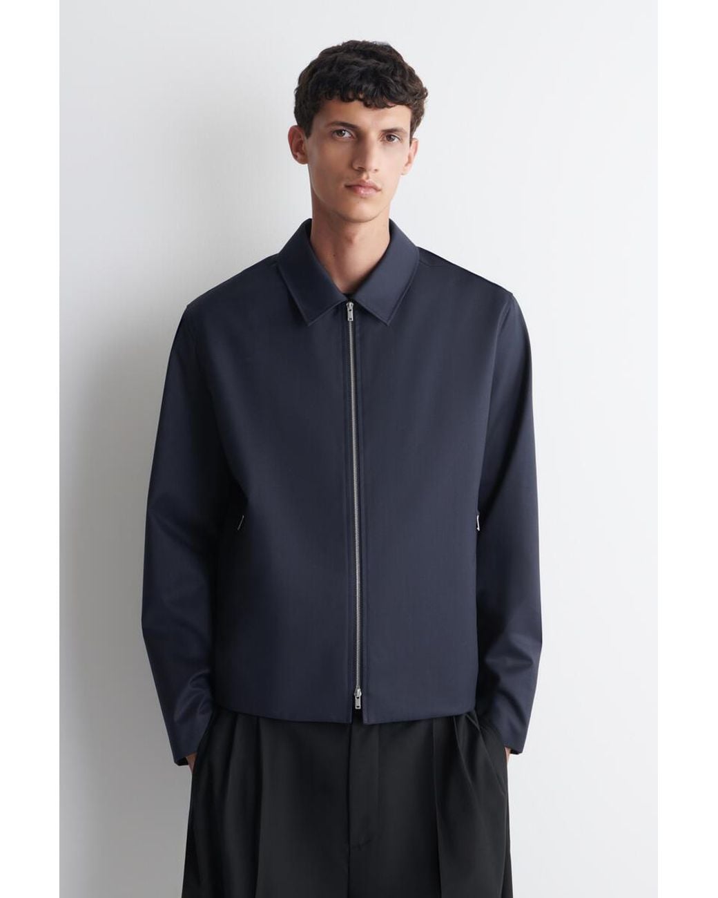 COS Blue Tailored Wool Zip-Up Jacket for men