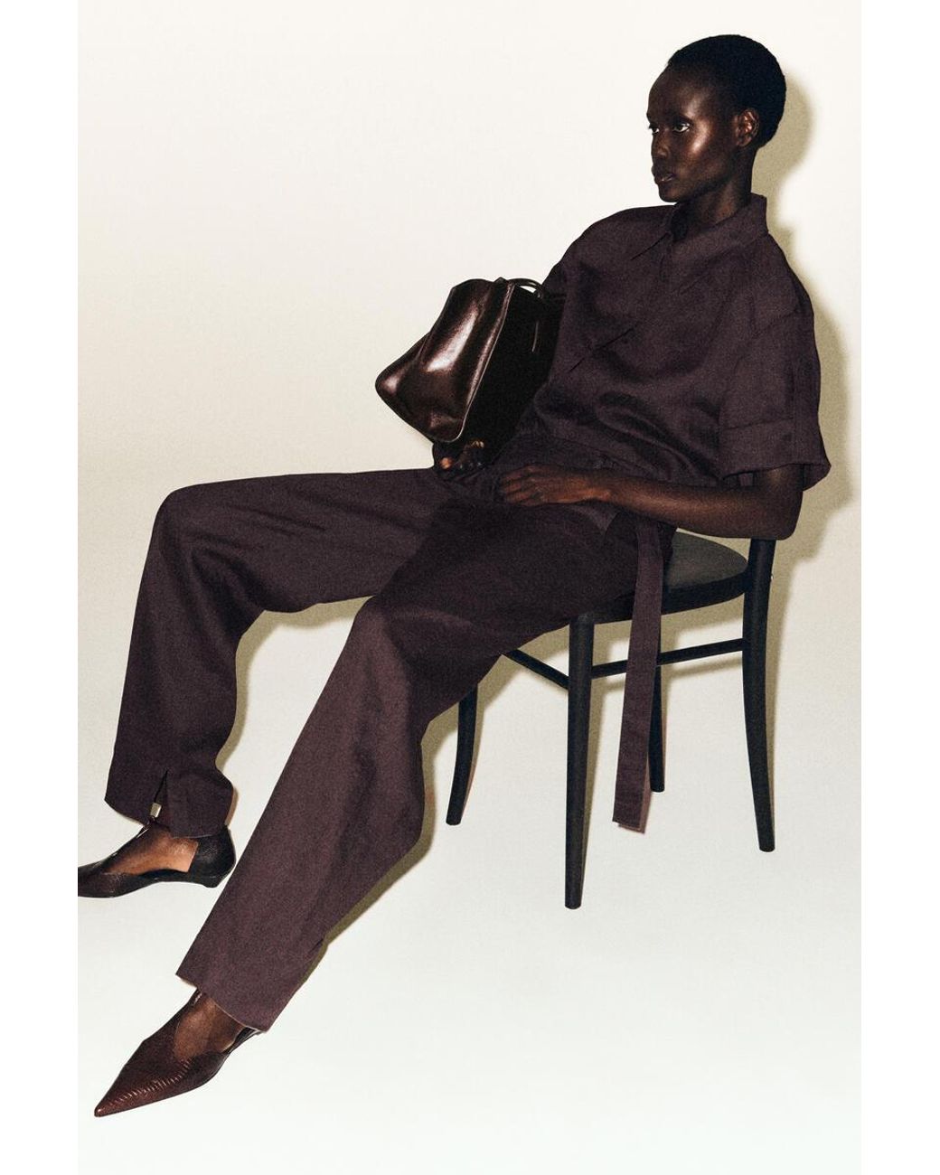 COS Red Belted Linen Barrel-Leg Pants