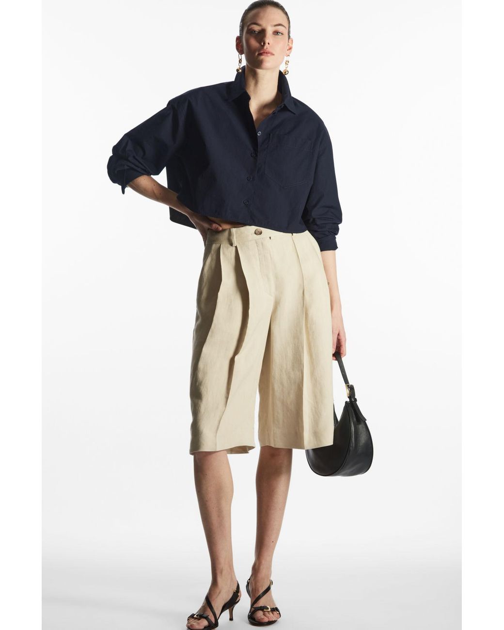 COS Tailored Linen-blend Bermuda Shorts in Natural | Lyst
