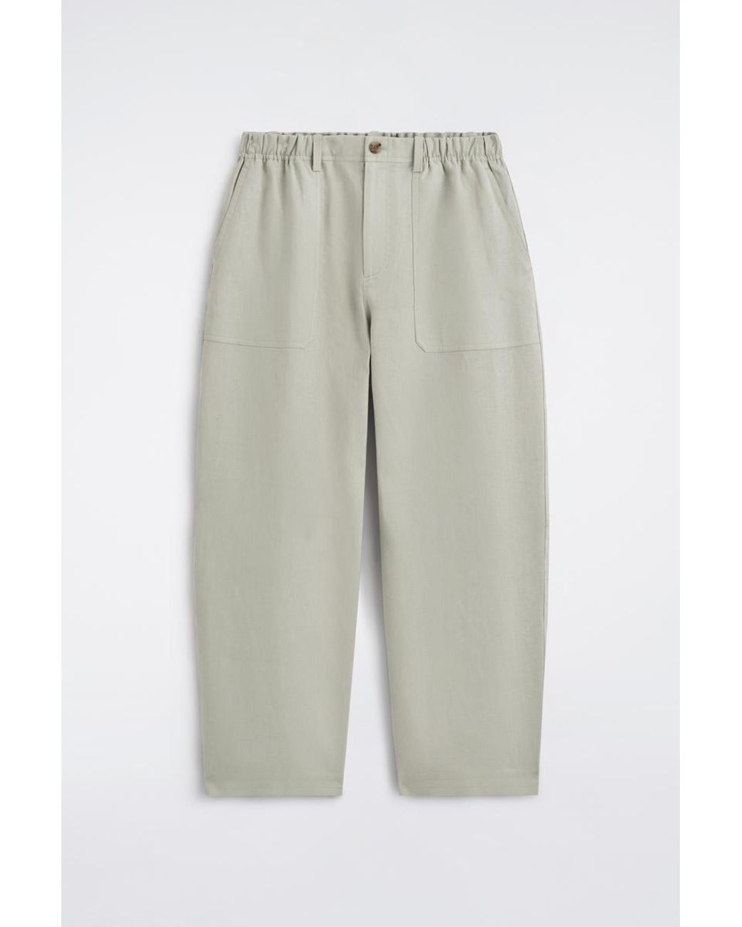 COS White Linen Relaxed-Fit Barrel-Leg Pants for men