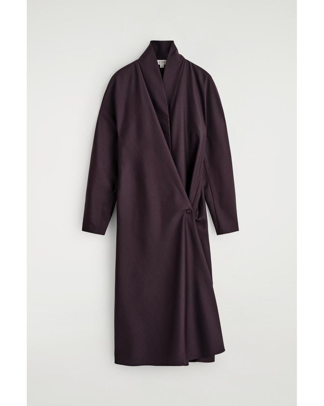COS Purple Shawl-Collar Wool Wrap Dress