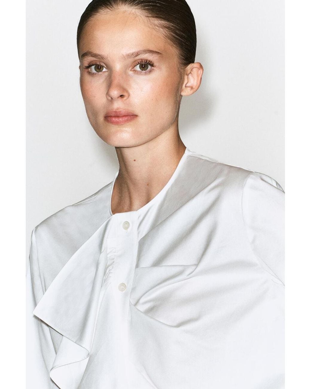 COS White Ruffled Cotton Blouse