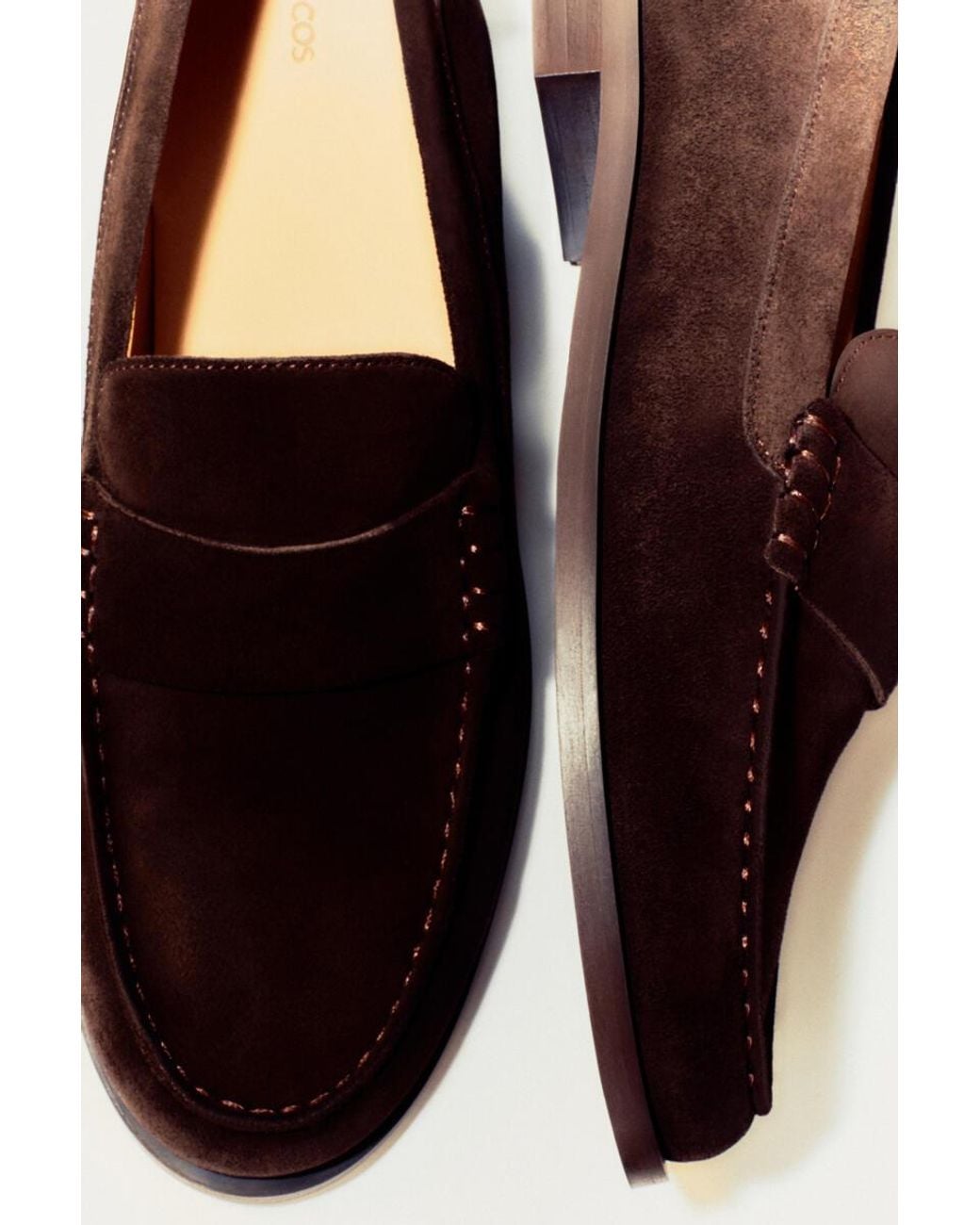 COS Brown Suede Penny Loafers for men
