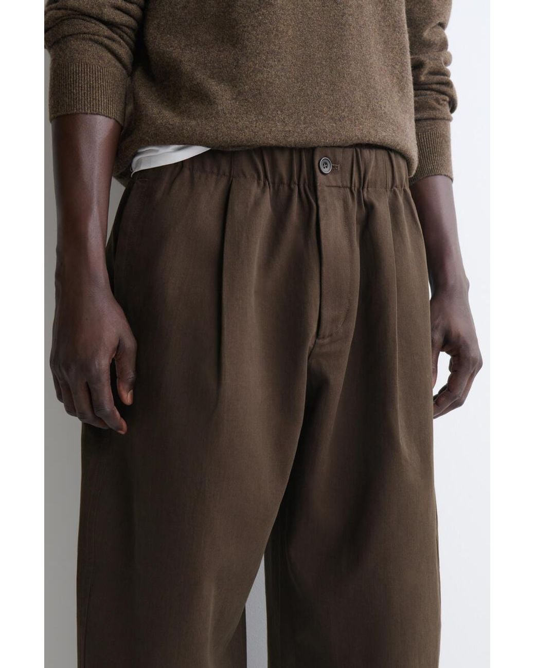 COS Brown Pleated Relaxed-Fit Barrel-Leg Pants for men