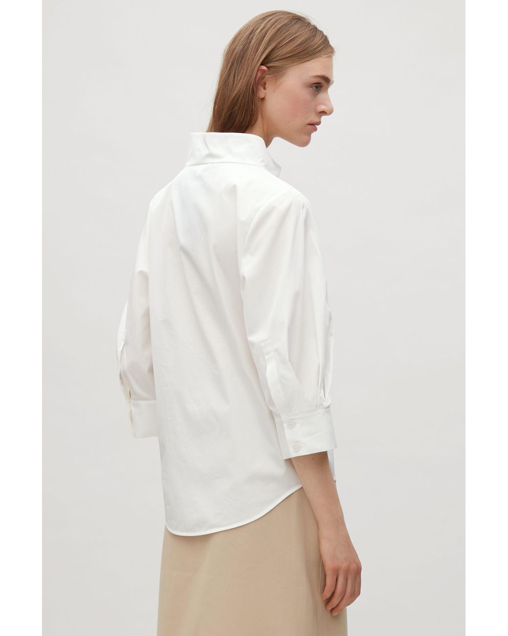 COS High-neck Asymmetric Blouse in White | Lyst