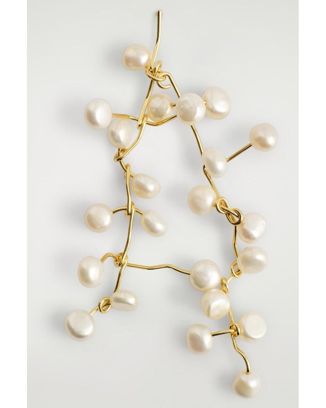 COS White Asymmetric Cascading Freshwater Pearl Earrings