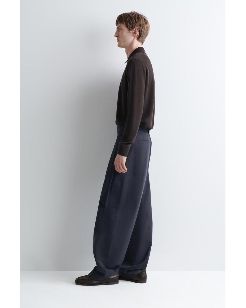 COS Black Layered-Collar Polo Sweater for men