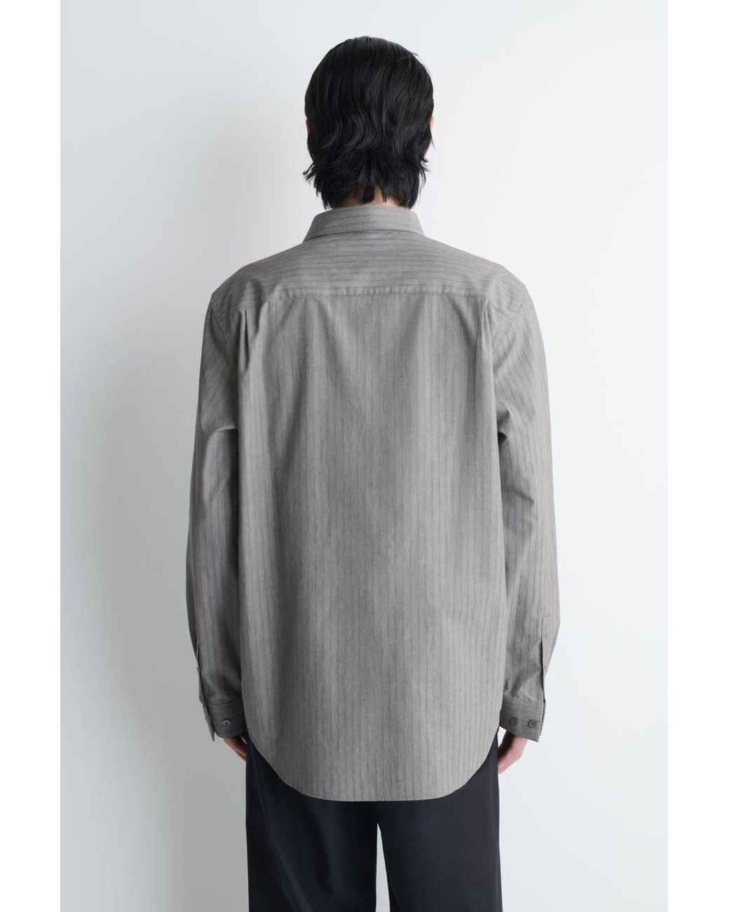 COS Gray Striped Cotton Shirt for men