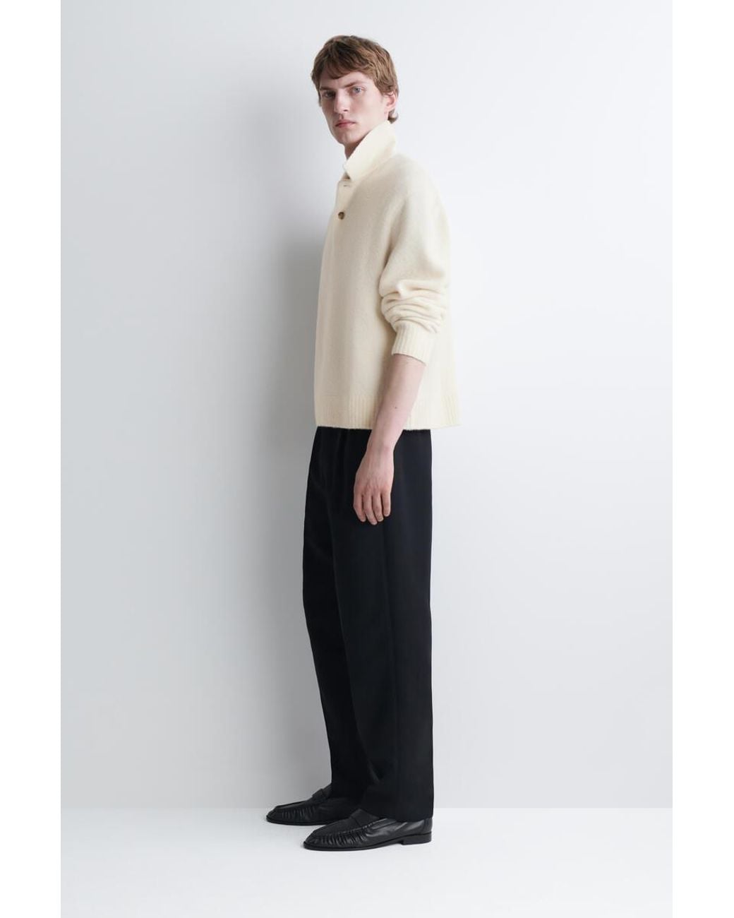 COS White Brushed-Wool Polo Shirt for men