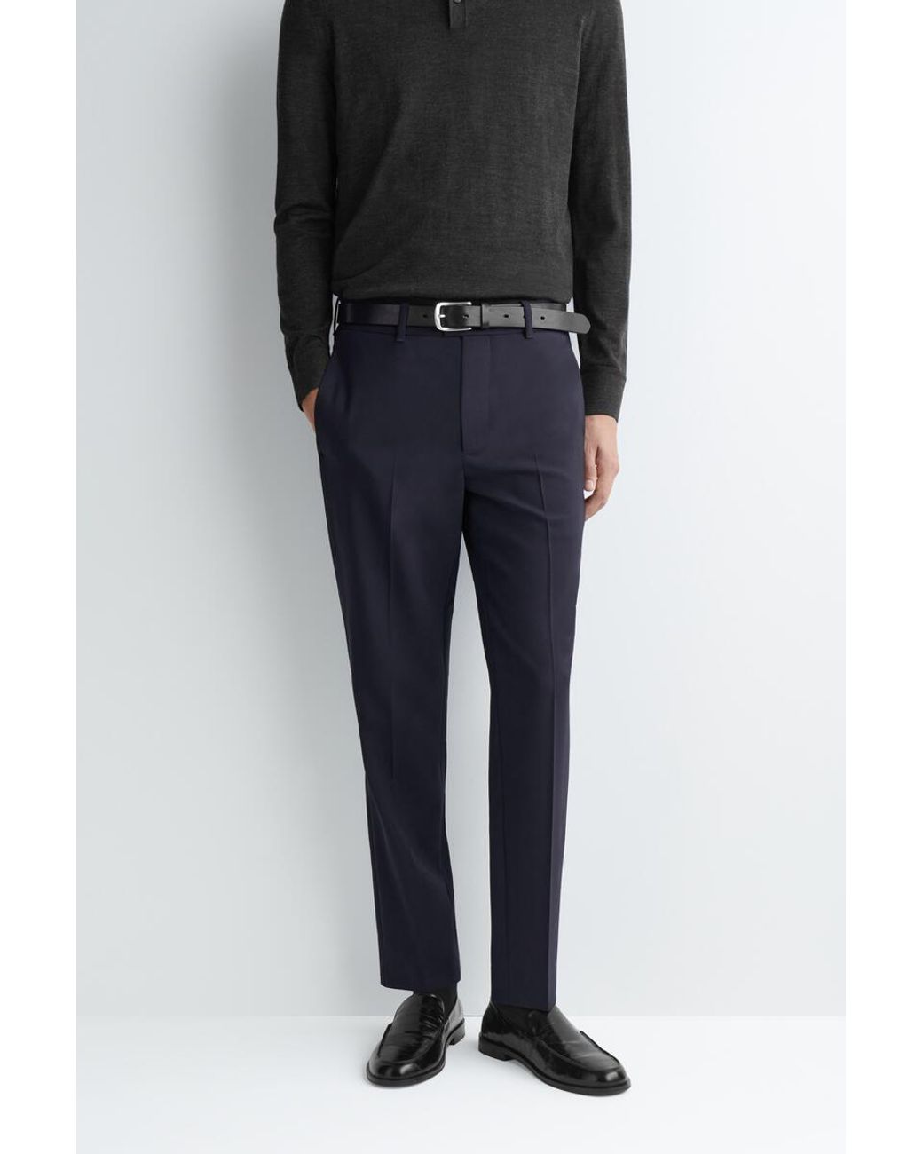 COS Blue Wool Slim-Fit Straight-Leg Trousers for men
