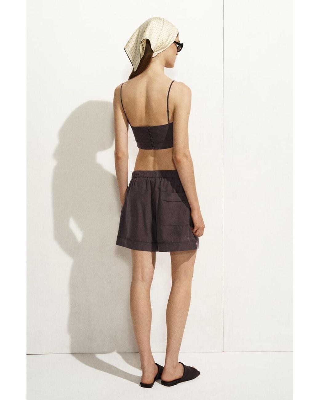 COS Purple Silk Elasticized Shorts