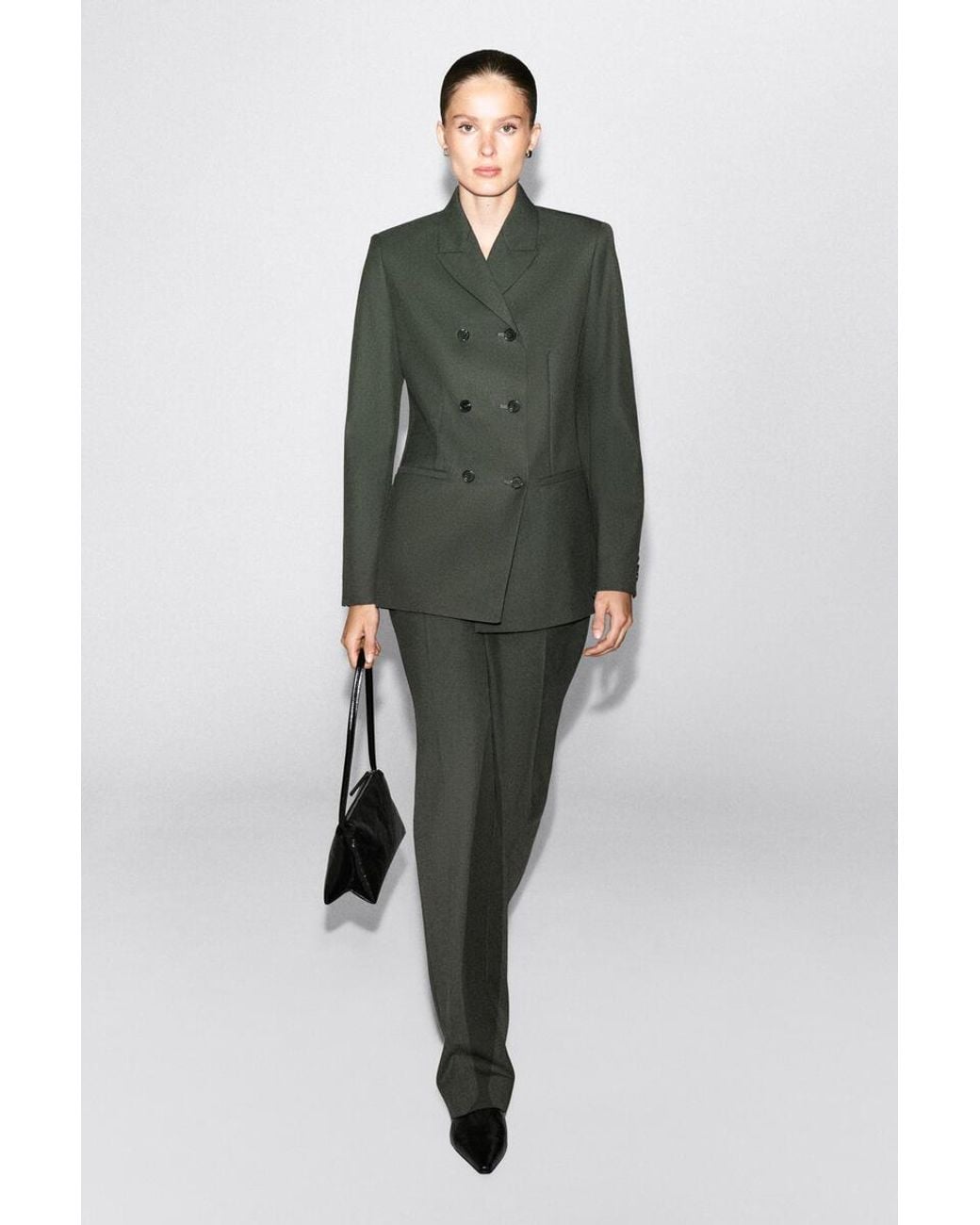 COS Green Tailored Twill Flared Pants