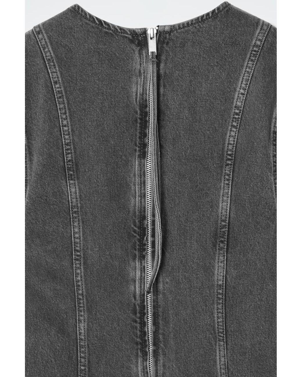 cos panelled denim mini dress PANELED DENIM MINI DRESS - DARK BROWN