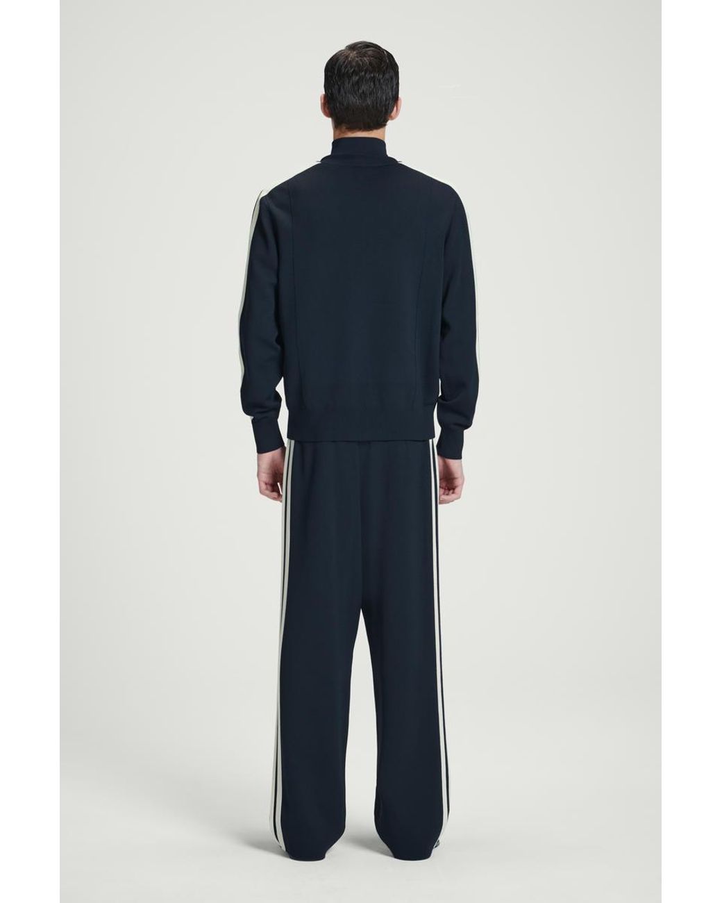 COS コントラストストライプニット　トラックジャケット S ネイビー COS Contrast-stripe Knitted Track Jacket in Blue for Men | Lyst
