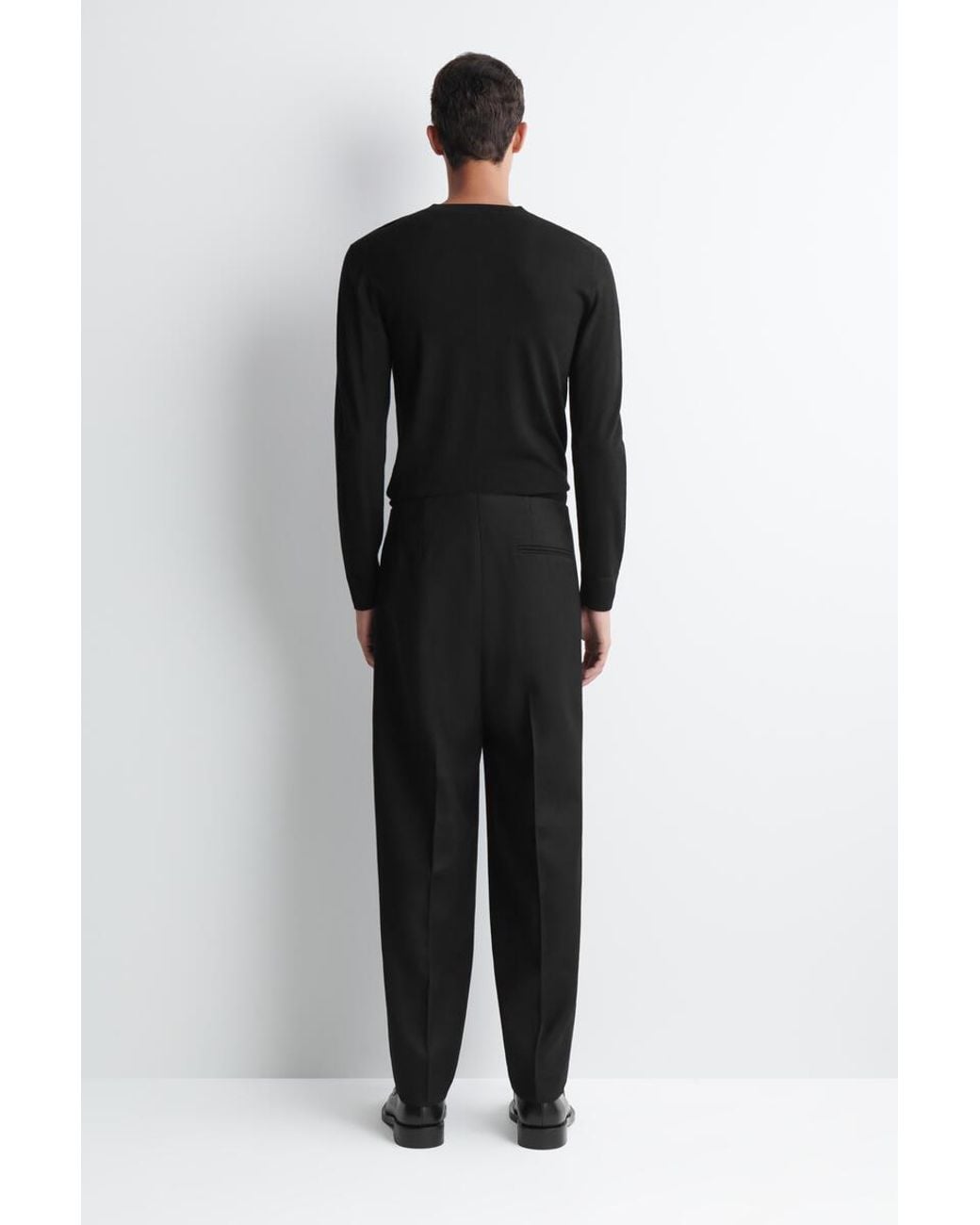 COS Black Wool Regular-Fit Barrel-Leg Tuxedo Pants for men