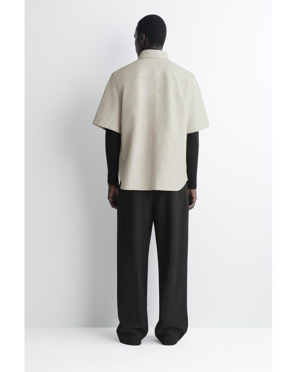 COS White Leather Short-Sleeved Shirt for men