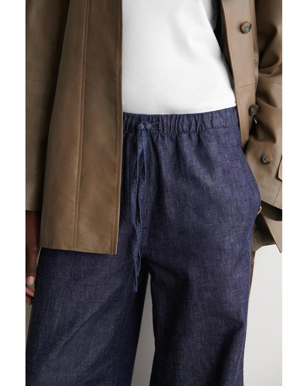 COS Blue Denim Wide-leg Drawstring Trousers