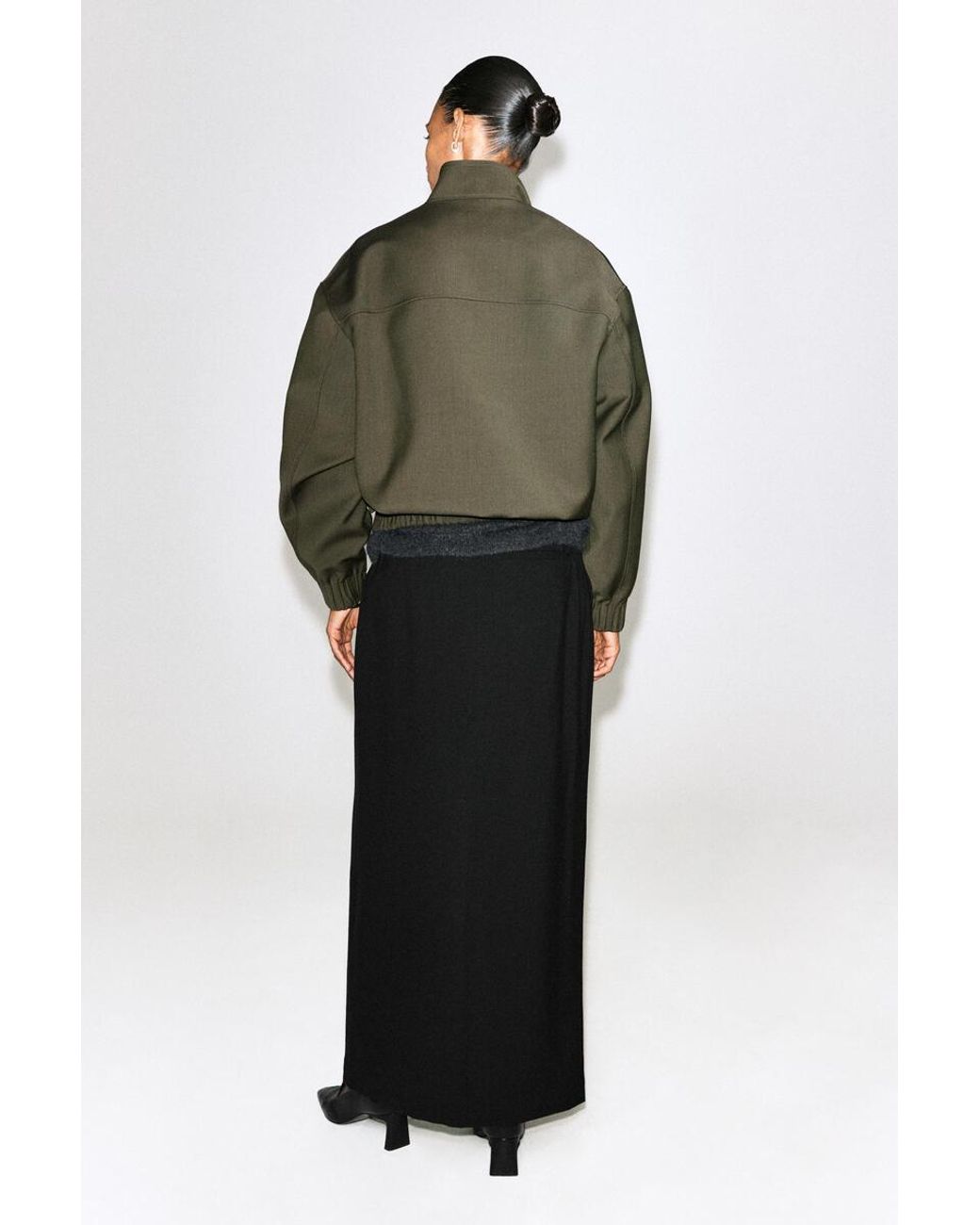 COS Green Funnel-Neck Wool-Blend Bomber Jacket