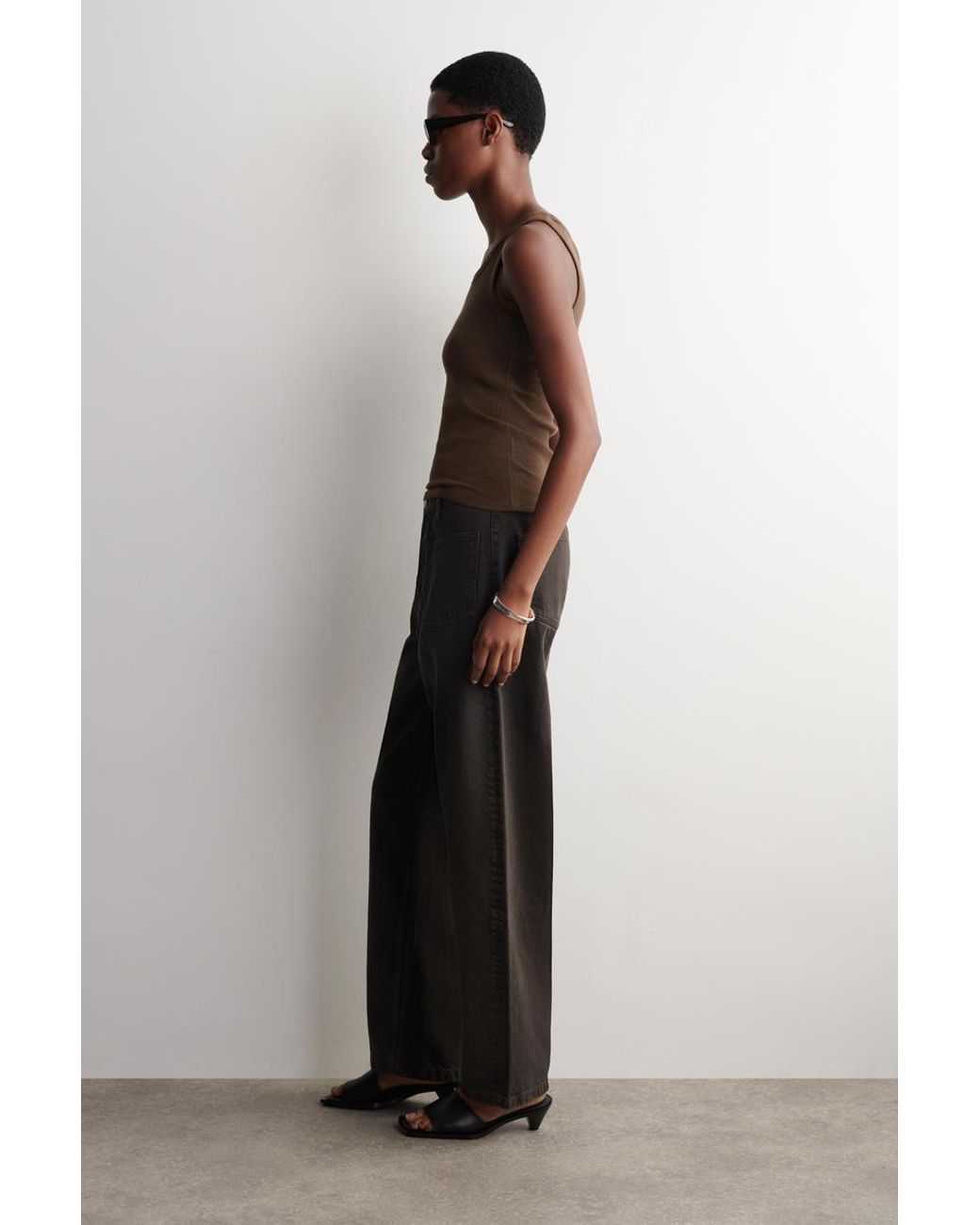 COS Brown Patch-Pocket Straight-Leg Jeans