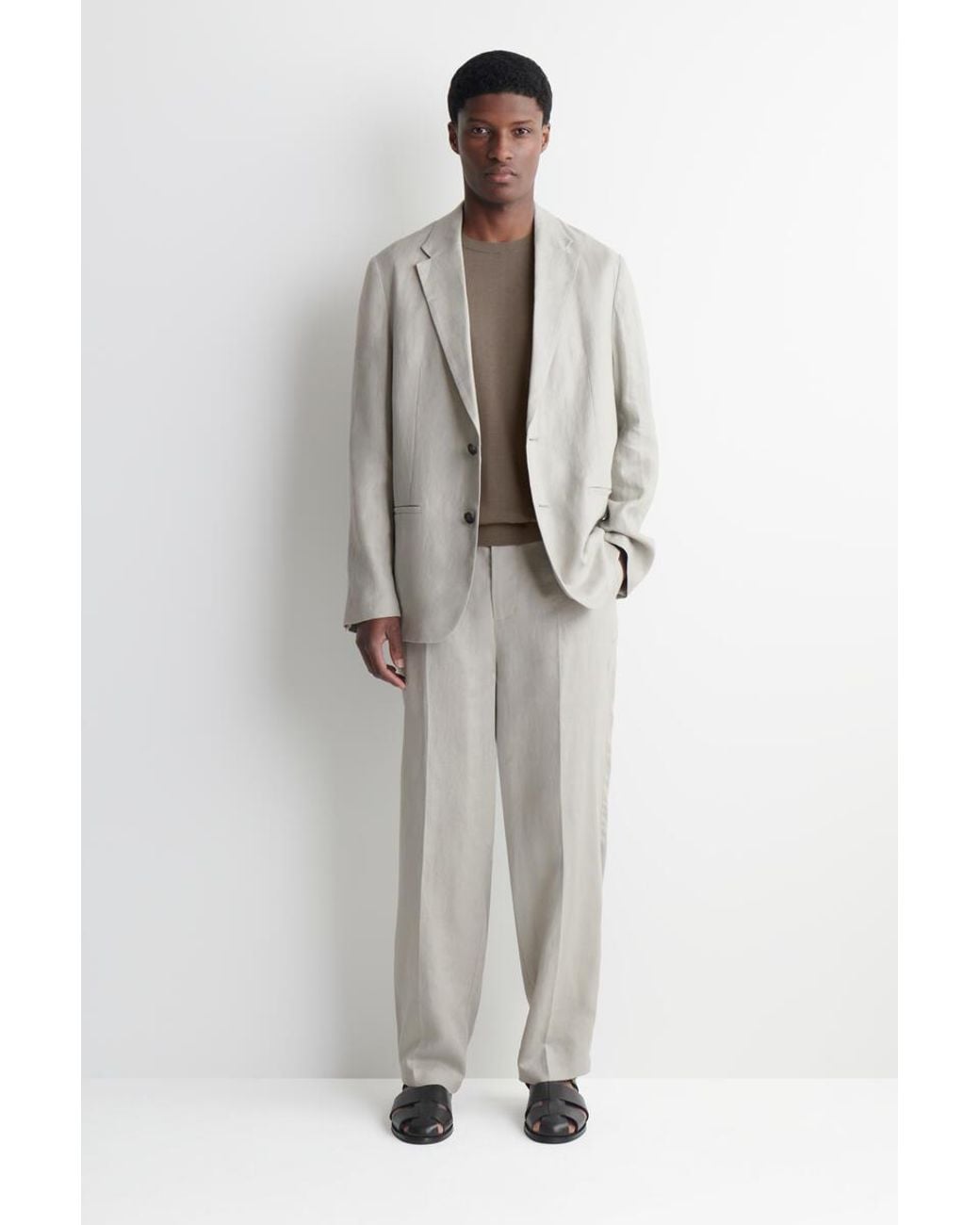 COS Green Single-Breasted Linen Blazer for men