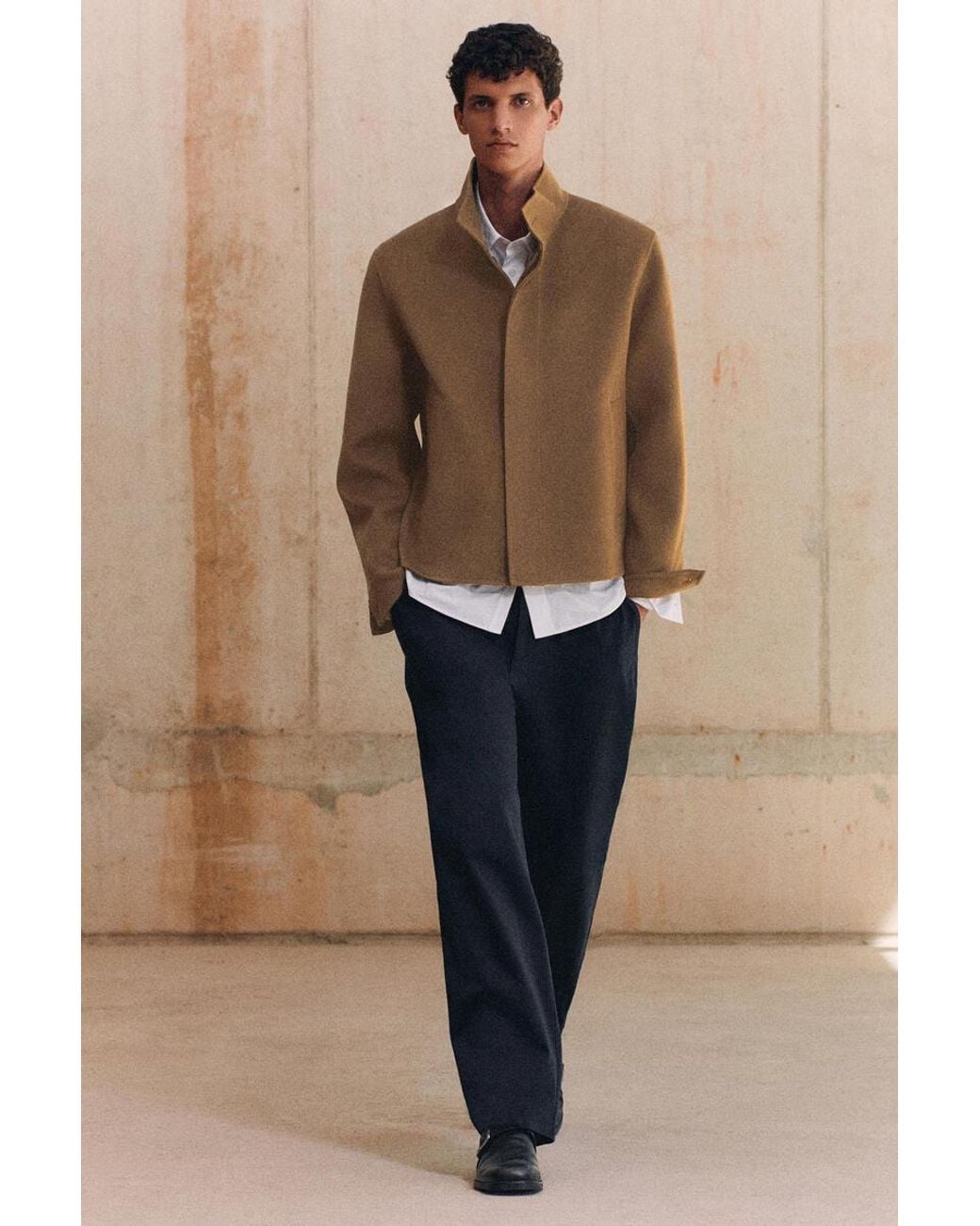 COS Natural Double-Faced Wool Funnel-Neck Jacket for men