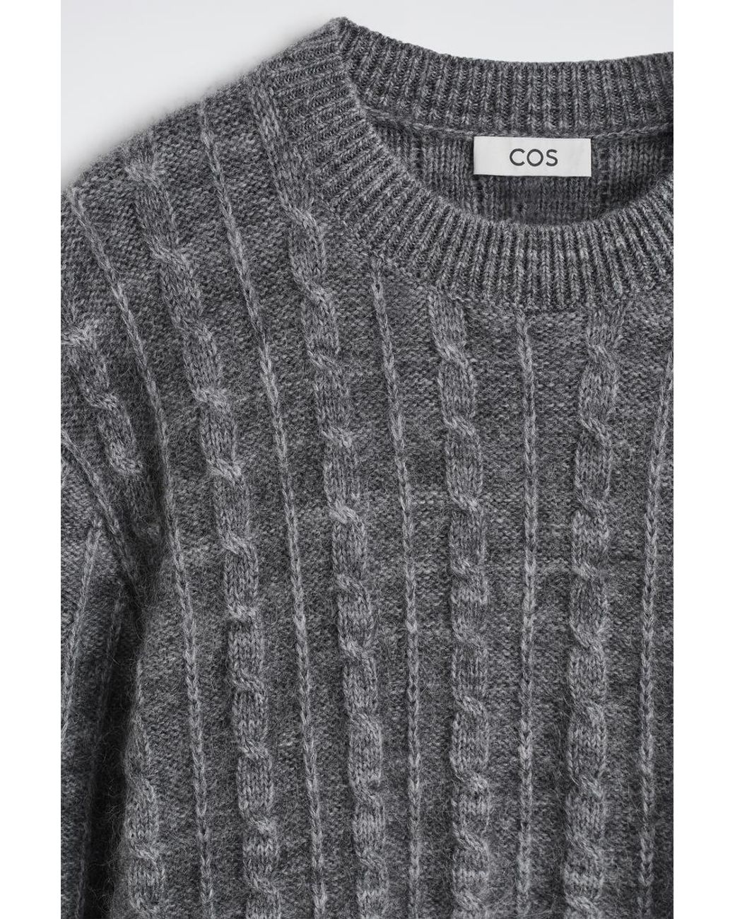 COS Gray Cable-Knit Sweater for men