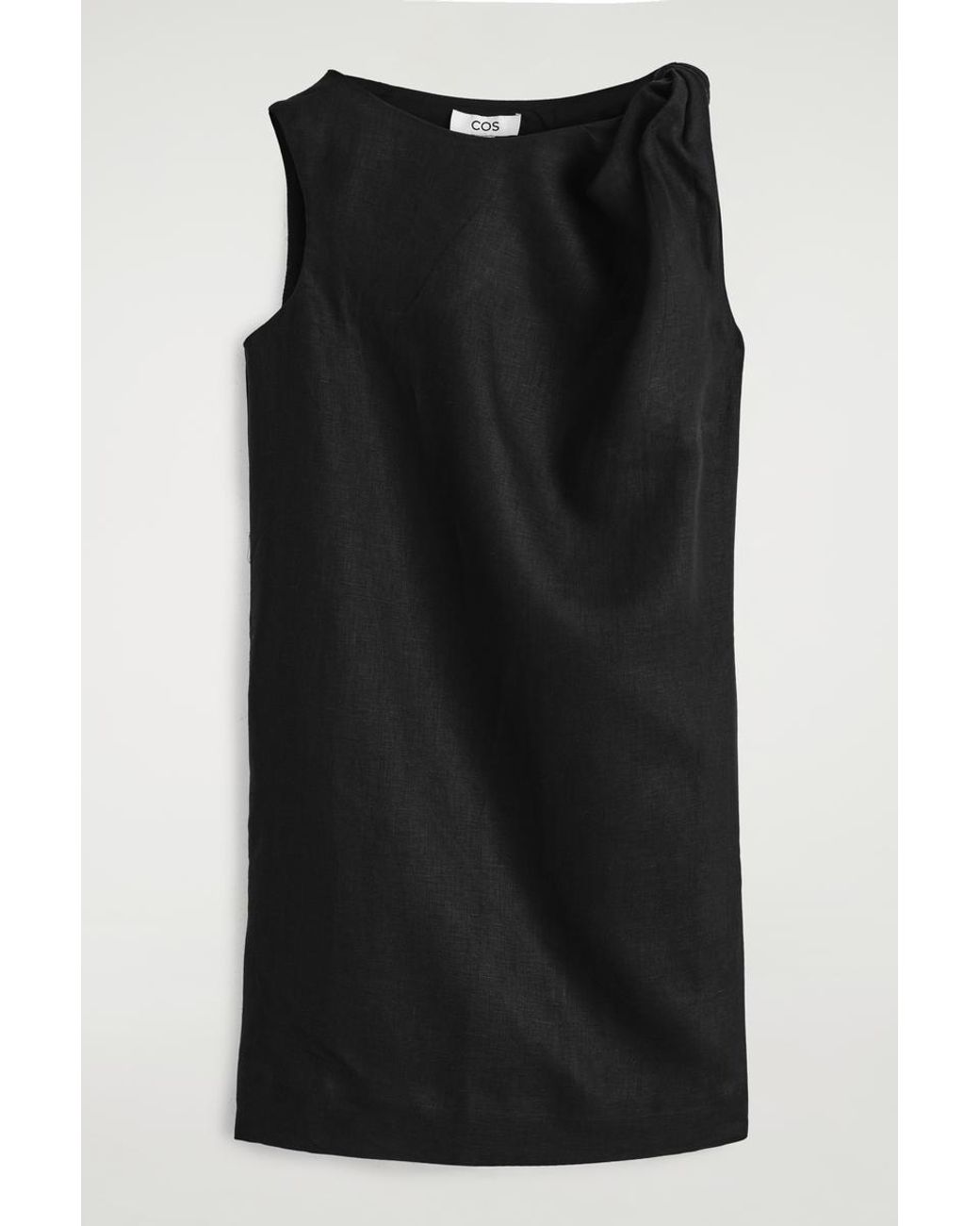 COS Black Twist-Detail Linen Mini Dress