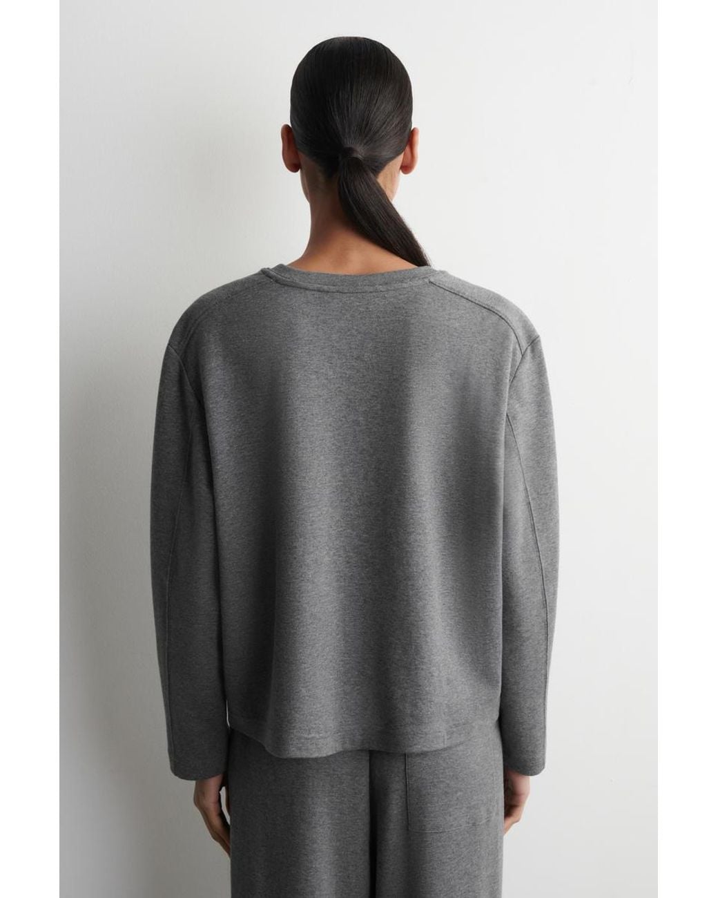 COS Gray Cotton Long-Sleeved Top