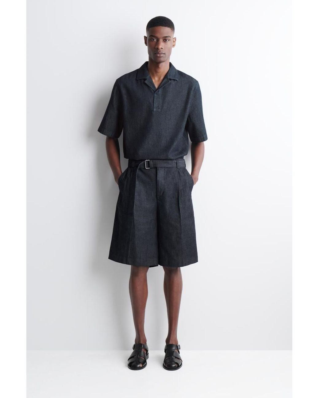 COS Blue Denim Popover Shirt for men