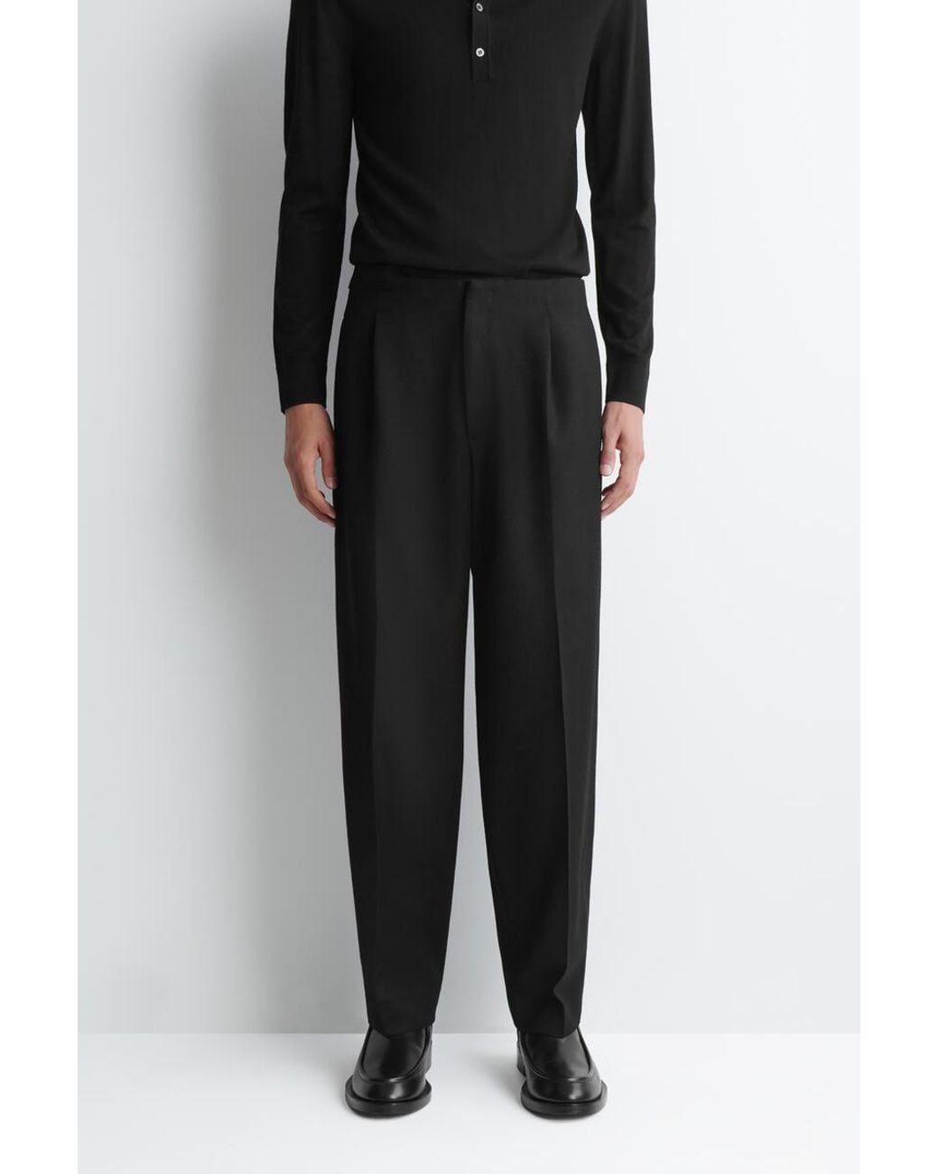 COS Black Wool Regular-Fit Barrel-Leg Tuxedo Pants for men