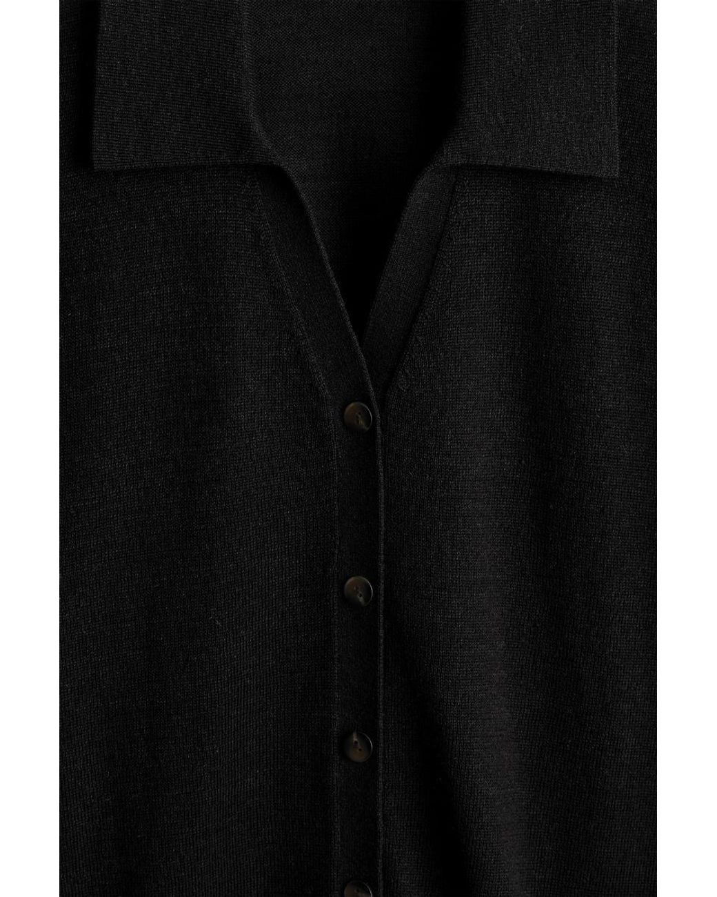 COS Black Knitted Linen-Merino Shirt