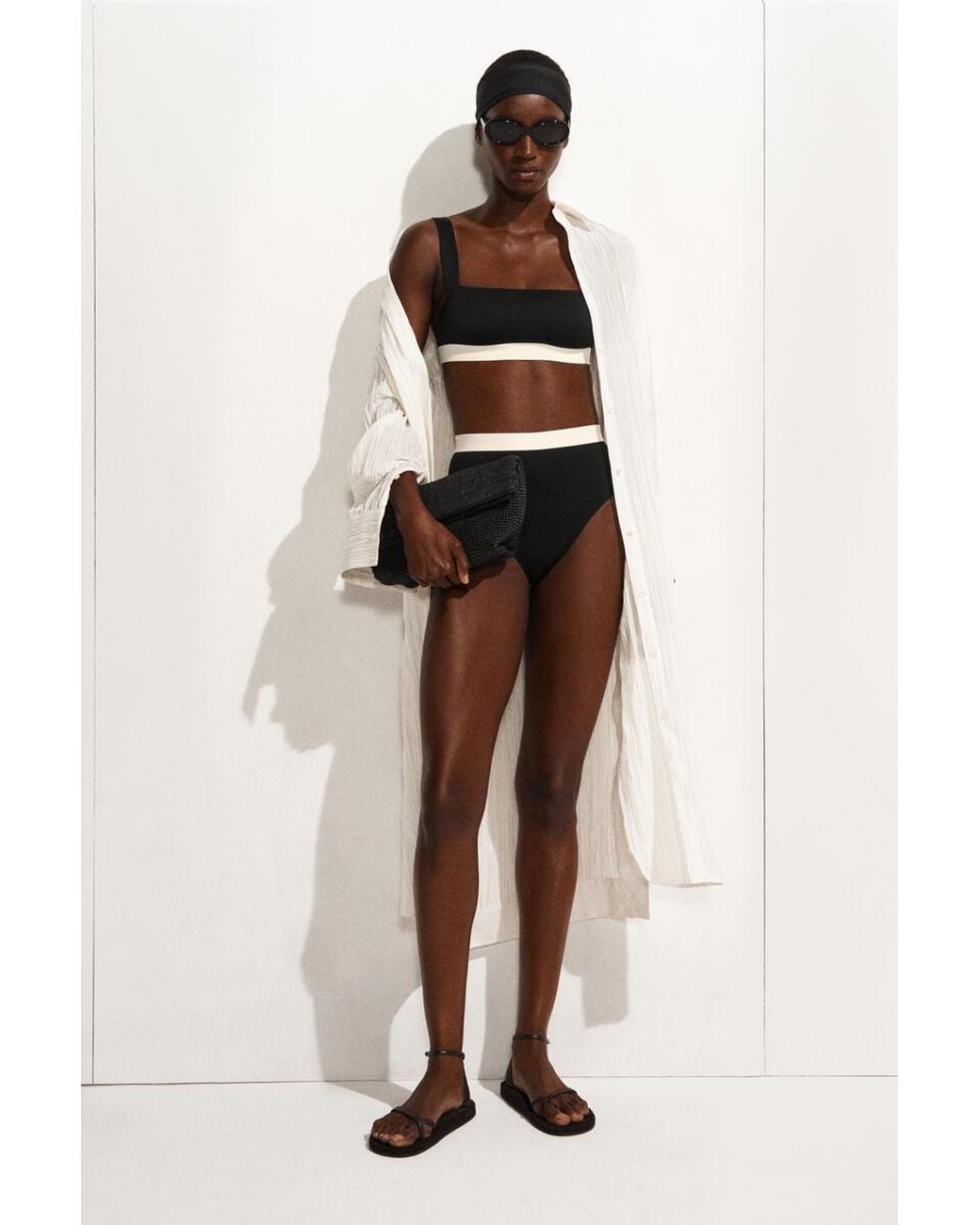 COS Black Colour-Block Scuba High-Waisted Bikini Briefs