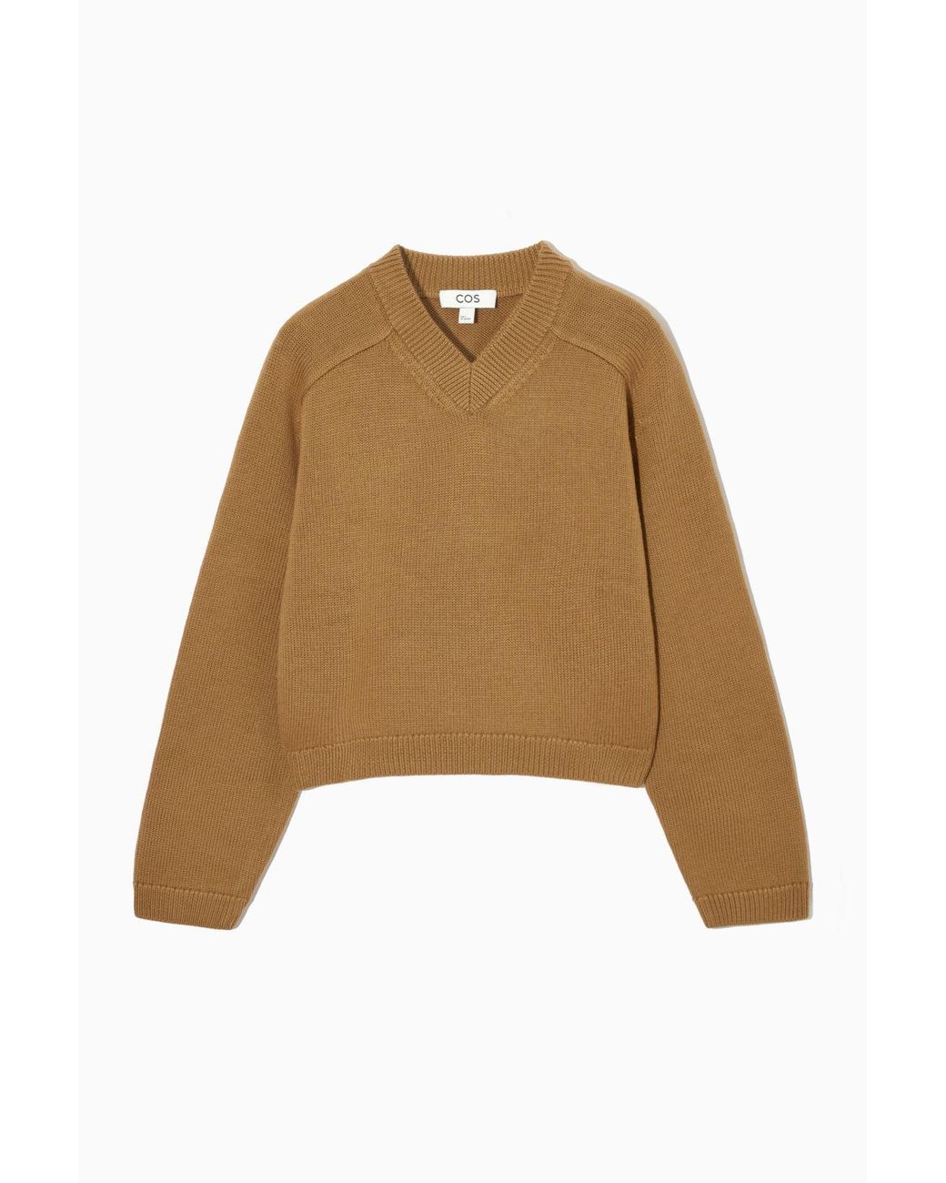 COS V neck Merino Wool Sweater in Natural Lyst