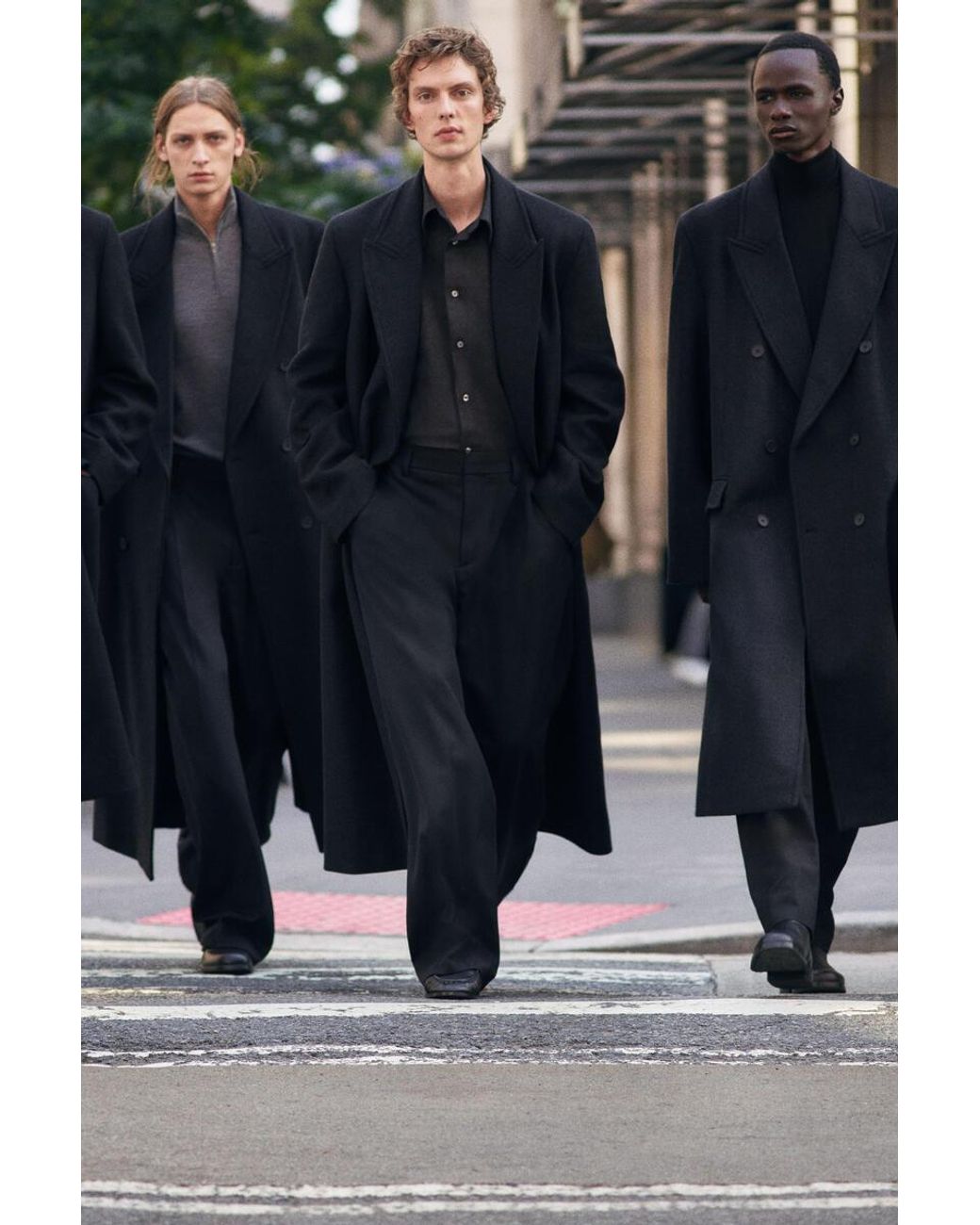 COS Black Double-Breasted Wool-Blend Long Coat for men