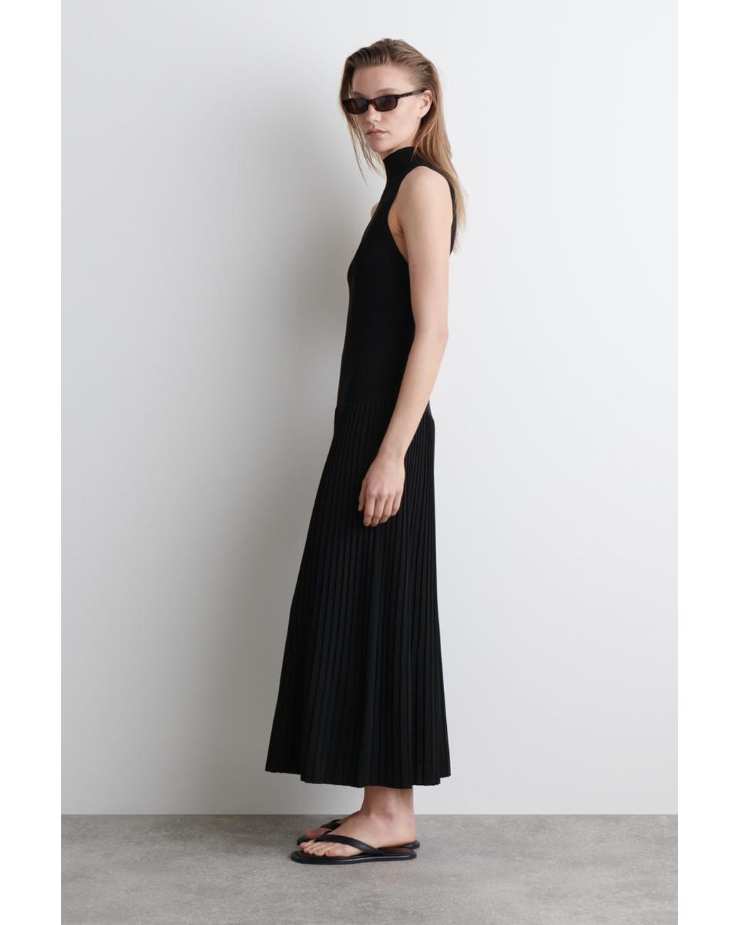 COS Pleated High-Neck Maxi Dress in Black | Lyst COS Pleated High-Neck Maxi Dress in Black | Lyst